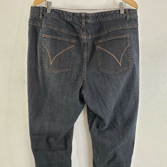 Venezia Womens Straight Leg Jeans Blue Stretch Dark Wash Faded Denim Plus 40x31 - Picture 9 of 10